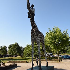 Giraffe statue at entrance