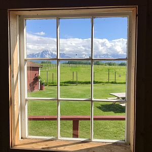 Window out into the farm.