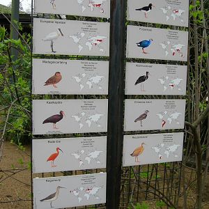Sign post for the waterbird aviary outside the hippo enclosure