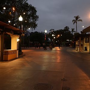entry plaza at dusk