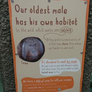 New signage on Tuan the Bornean Orang-utan