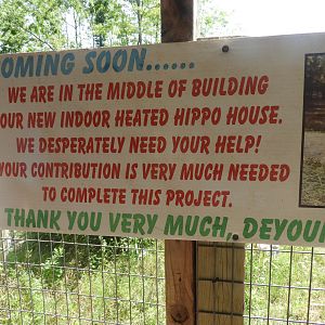 Sign about future hippo barn