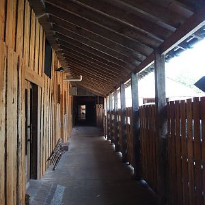 View of pathway outside barn
