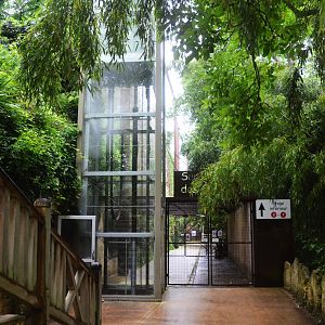 Lift Between the Levels and Okapi Sanctuary Entrance at Doué-la-Fontaine, 15/06/18