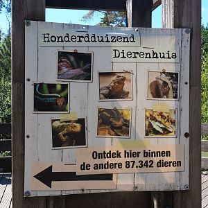 Sign "One Hundred Thousand Animal House"