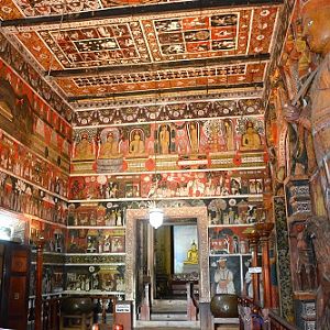 Wall paintings inside a temple.