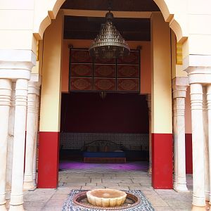 Gaudy bedroom/seating area in the Spanish restaurant (Aug 28th, 2018)