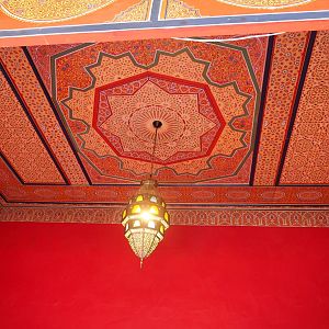 Gaudy ceiling decoration Spanish restaurant interior (Aug 28th, 2018)