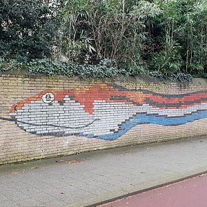 Large snake-mural on the outside zoo-wall