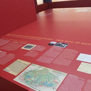 Historical Display, in the Giraffe House, Berlin Zoo, April 2019