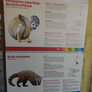New signage for Squirrel Monkey and Coati