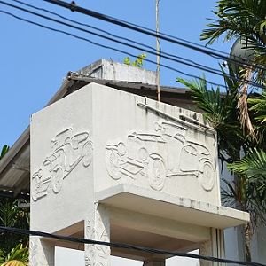Decoration on side of house.