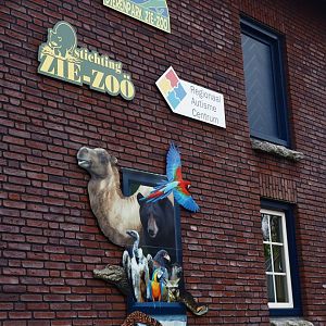 Signs and logos on the side of the main building, 2019-04-06