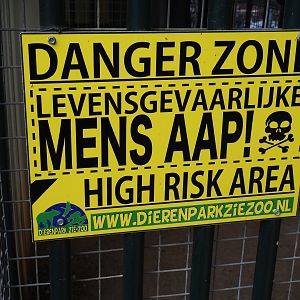 Sign Danger zone - High risk area - Very dangerous human ape, 2019-04-06