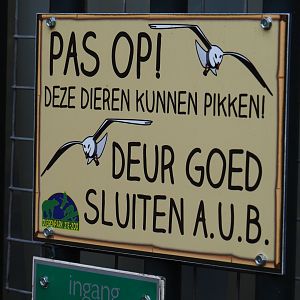 Aviary sign - These birds can peck - Please close the door well, 2019-04-06