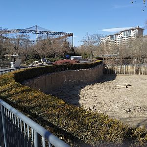The view from the Rhino House to the large Bird of Prey Aviary