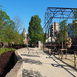 Park view - New parrot aviaries and okapi paddock, 2019-04-20