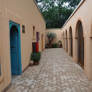 New Barbary macaque exhibit - Pathway and themed bathrooms in the Moroccan pavilion, 2019-06-26