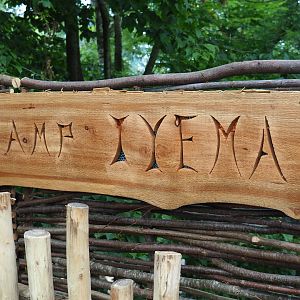Member's preview of the new bonobo house - Camp Iyema sign, 2019-06-26