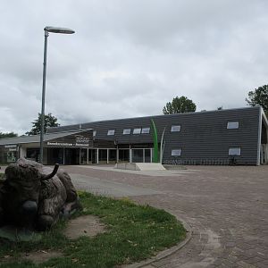 Discovery Center Building + Wisent Statue