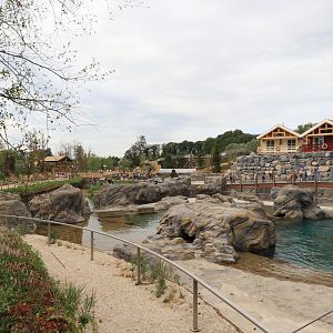 View across the steller sea lion enclosure over the new world 'The last Frontier' (July 2019)