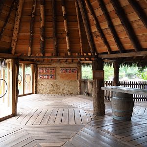 Greater flamingo aviary and white rhinoceros paddock viewing hut, 2019-07-21