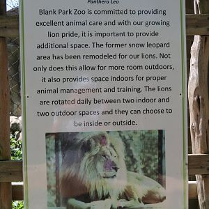 Signage Explaining Snow Leopard-to-Lion Change