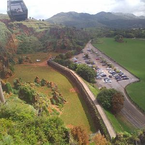 Bear-Giraffe exhibit from cable car-Cabarceno (2019)