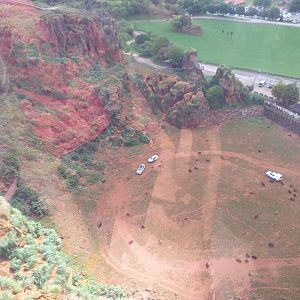 Brown bear exhibit from cable car-Cabarceno (2019)