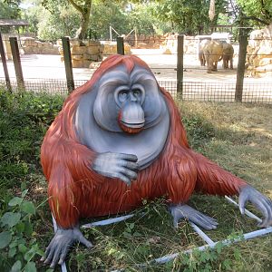 Orangutan Statue + Asian Elephant Exhibit