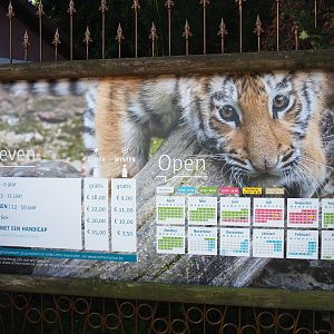 Opening times and entry prices sign, 2019-06-01