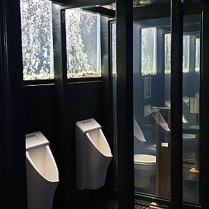 Mens toilet next to the Aquarium