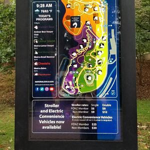 Smithsonian - Electronic sign at entrance with daily schedule and closures
