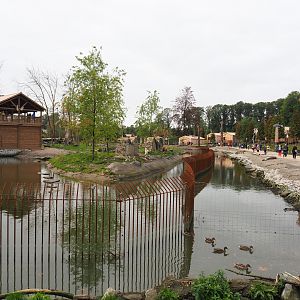 The Last Frontier - Eurasian brown bear and North American black bear exhibit and Native Village area with fallow deer walk-through, 2019-10-04