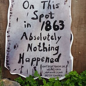 The Last Frontier theming sign - On this spot in 1863 absolutely nothing happened, 2019-10-04