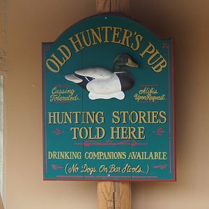 The Last Frontier theming - Old Hunter's Pub sign, 2019-10-04
