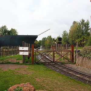 Emu - Swamp wallaby exhibit with train tracks, 2019-10-04
