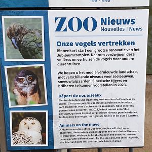 Sign of birds which will leave to Zoo soon