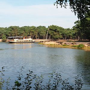 Safari boat canal with safari boat and blackbuck peninsula, 2019-09-15