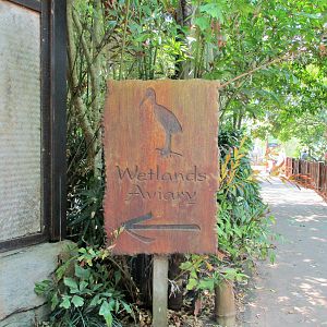 Wetlands Aviary Sign