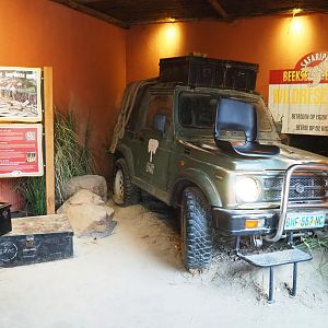 Educational display on elephant poaching in the elephant house, 2019-09-15