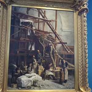 Painting of the assembly of the Bernissart Iguanadons, 2019-12-03