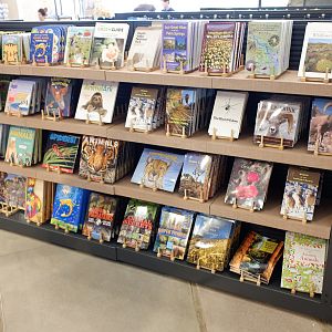 book shelf in gift shop