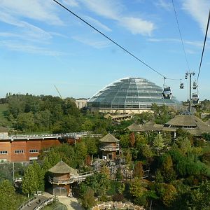 New skyway cable car sytem - View from the cable car (onto the tropical dome and the birds amphitheater)