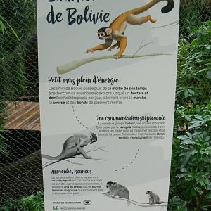 Tropical dome - Bolivian squirrel monkeys signage