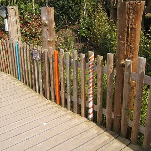 View of painted fence posts on the way up to the Elephant House 14/04/2019