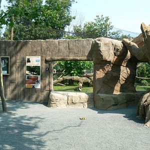 Black leopards exhibit - viewing windows on the second enclosure