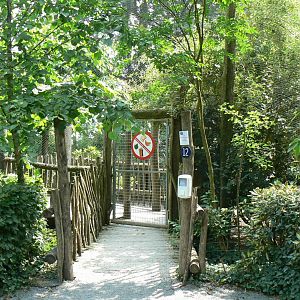 Walkthrough aviary for white-naped cranes, temminck's tragopans and brahminy kites - entrance