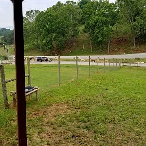 Virginia Safari Park - View of safari entrance from giraffe platform