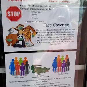 Luray Zoo - Covid posters in door